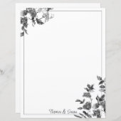 Moderne minimalistische zwarte witte aquarelrozen (Voorkant / Achterkant)