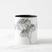 Moderne, minimalistische zwarte witte bloemen mok (Midden)