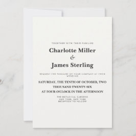 Moderne Minimalistische Zwarte & Witte Bruiloft Kaart