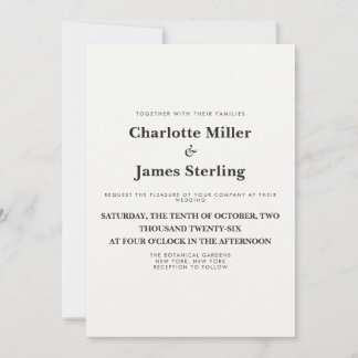 Moderne Minimalistische Zwarte & Witte Bruiloft Kaart
