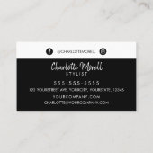 Moderne, minimalistische zwarte witte eenvoudige m afsprakenkaartje (Achterkant)