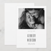 Moderne Minimalistische Zwarte & Witte Foto Bruilo Save The Date (Voorkant / Achterkant)