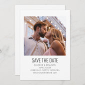 Moderne Minimalistische Zwarte Witte Foto Huwelijk Save The Date (Voorkant / Achterkant)