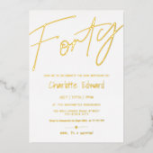 Moderne, minimalistische zwarte witte foto verrass folie uitnodiging (Voorkant)