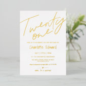 Moderne minimalistische zwarte witte foto verrassi folie uitnodiging (Staand Voorkant)