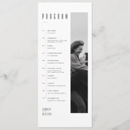 Moderne Minimalistische Zwarte & Witte Fototrouwda Programmakaart