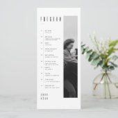 Moderne Minimalistische Zwarte & Witte Fototrouwda Programmakaart (Staand voorkant)