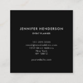 Moderne, minimalistische zwarte witte marmer profe vierkante visitekaartje (Achterkant)