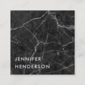 Moderne, minimalistische zwarte witte marmer profe vierkante visitekaartje (Voorkant)