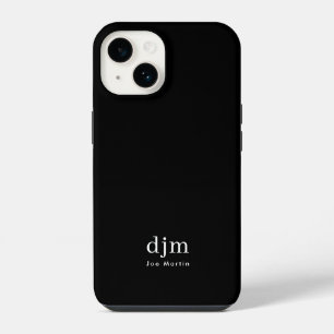 Moderne Minimalistische Zwarte & Witte Monogramnaa iPhone 14 Hoesje