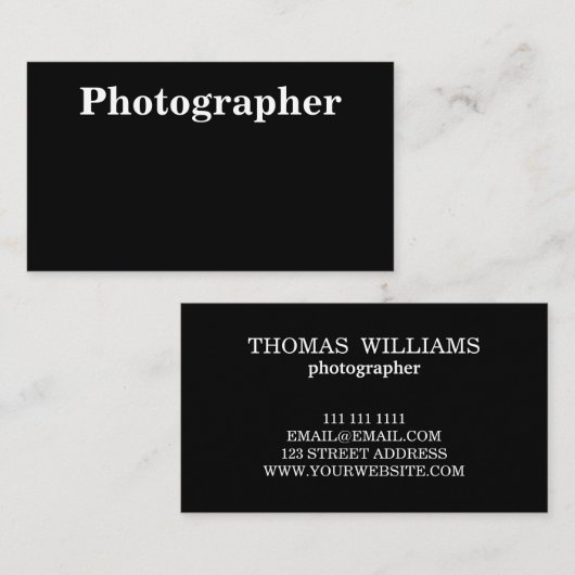 Moderne minimalistische zwarte & witte oude typogr visitekaartje (Voorkant / Achterkant)