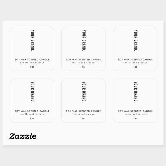 Moderne Minimalistische Zwarte & Witte Potkaars Vierkante Sticker (Vel)