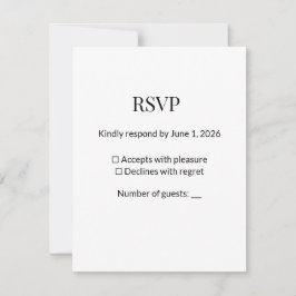 Moderne Minimalistische Zwarte Witte RSVP Kaart Sj