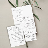 Moderne Minimalistische Zwarte Witte RSVP QR Code  Informatiekaartje