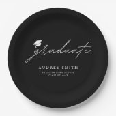 Moderne Minimalistische Zwarte Witte Script Afstud Papieren Bordje (Voorkant)
