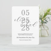 Moderne Minimalistische Zwarte Witte Script Trouwd Kaart (Staand voorkant)