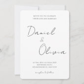 Moderne Minimalistische Zwarte Witte Script Trouwd Kaart (Voorkant)