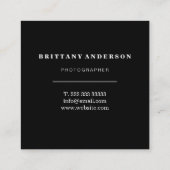Moderne minimalistische zwarte & witte streep vierkante visitekaartje (Achterkant)