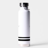 Moderne minimalistische zwarte witte strepen waterfles (Links)