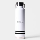 Moderne minimalistische zwarte witte strepen waterfles (Voorkant)