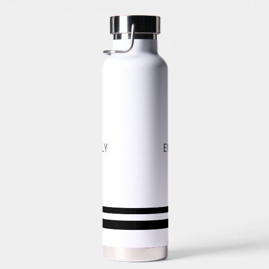 Moderne minimalistische zwarte witte strepen waterfles (Rechts)