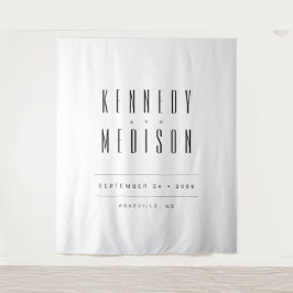 Moderne Minimalistische Zwarte & Witte Trouwachter Wandkleed