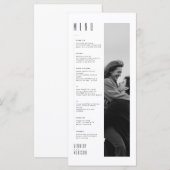 Moderne Minimalistische Zwarte & Witte Trouwmenu K Menu (Voorkant / Achterkant)