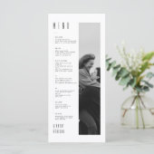 Moderne Minimalistische Zwarte & Witte Trouwmenu K Menu (Staand voorkant)