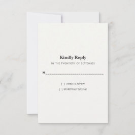 Moderne Minimalistische Zwarte & Witte Trouwvertic RSVP Kaartje