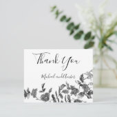 Moderne, minimalistische zwarte witte waterverf ro bedankkaart (Staand voorkant)