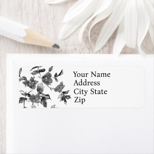 Moderne, minimalistische zwarte witte waterverf ro etiket (Insitu)