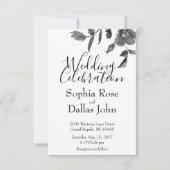 Moderne, minimalistische zwarte witte waterverf ro kaart (Voorkant)