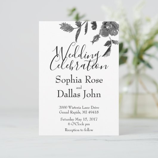 Moderne, minimalistische zwarte witte waterverf ro kaart (Staand voorkant)