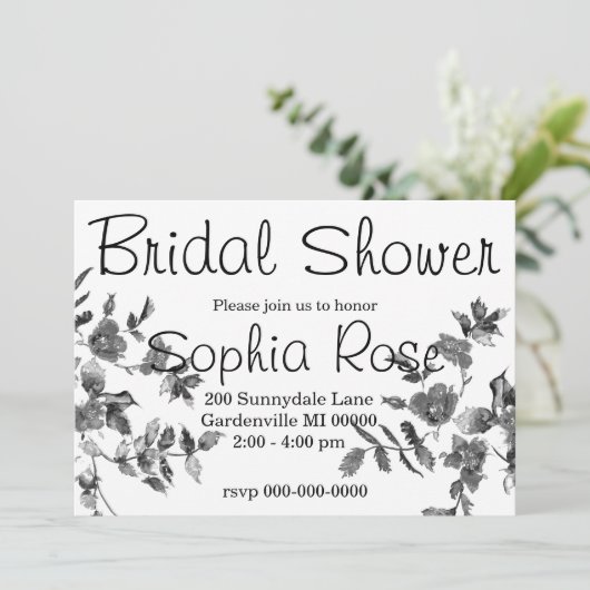 Moderne, minimalistische zwarte witte waterverf ro kaart (Staand voorkant)