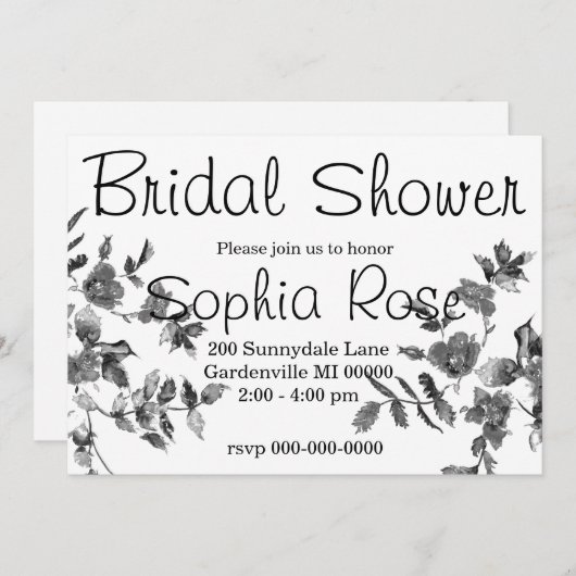 Moderne, minimalistische zwarte witte waterverf ro kaart (Voorkant / Achterkant)