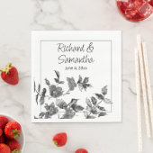 Moderne, minimalistische zwarte witte waterverf ro servet (Insitu)