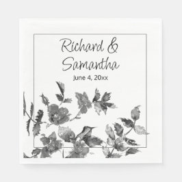 Moderne, minimalistische zwarte witte waterverf ro servet