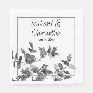 Moderne, minimalistische zwarte witte waterverf ro servet