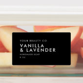 Moderne minimalistische zwarte zeep-label labels (Aangebracht)