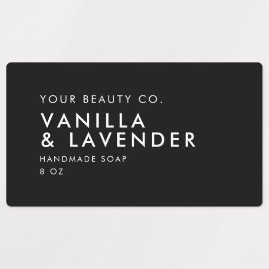 Moderne minimalistische zwarte zeep-label labels (Design 1)
