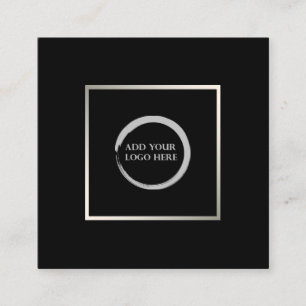 Moderne, minimalistische zwarte zilver, eenvoudig  vierkante visitekaartje