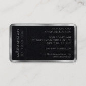 Moderne minimalistische zwarte zilveren rand Profe Visitekaartje (Achterkant)