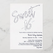 Moderne minimalistische zweet 16de verjaardag van  folie uitnodiging (Voorkant)