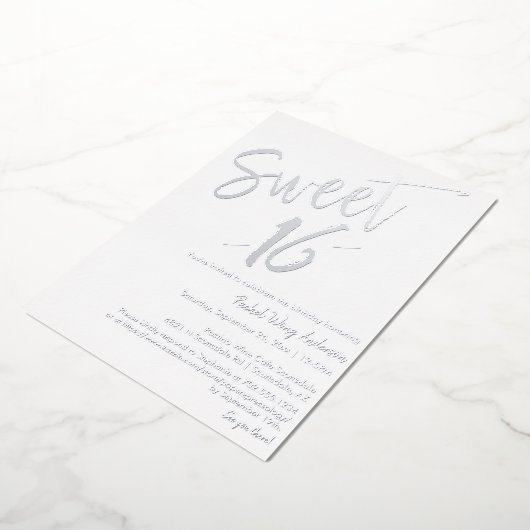 Moderne minimalistische zweet 16de verjaardag van  folie uitnodiging (Gedraaid)