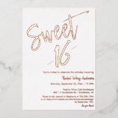 Moderne minimalistische zweet 16e verjaardag Roos  Folie Uitnodiging (Voorkant)