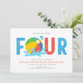 Moderne minimalistische zwembadfeest vierde verjaa kaart (Staand voorkant)