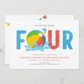 Moderne minimalistische zwembadfeest vierde verjaa kaart (Voorkant / Achterkant)