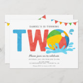 Moderne minimalistische zwembadparty Tweede verjaa Kaart (Voorkant / Achterkant)