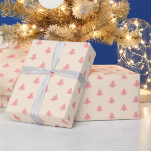 Moderne miniroze kerstbomen voor meisjes cadeaupapier
