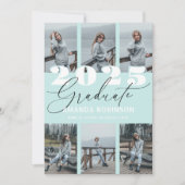 Moderne Mint 6 Foto Afstudeerfeest Aankondiging (Voorkant)